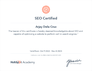 Hubspot SEO Course - Arjay Dela Cruz_101022