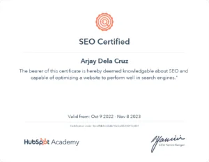 Hubspot SEO Course - Arjay Dela Cruz_101022